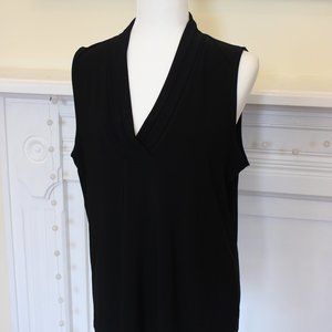 Anne Klein Triple Pleat V-Neck Jersey Top